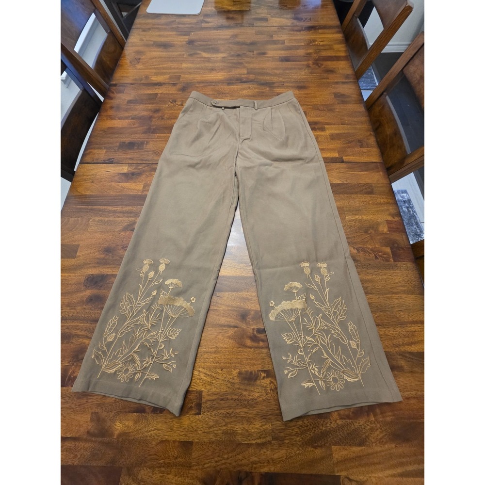 Anewsta Professional Dress Pants Wide Barrel Leg Brown Size Large New with Tags